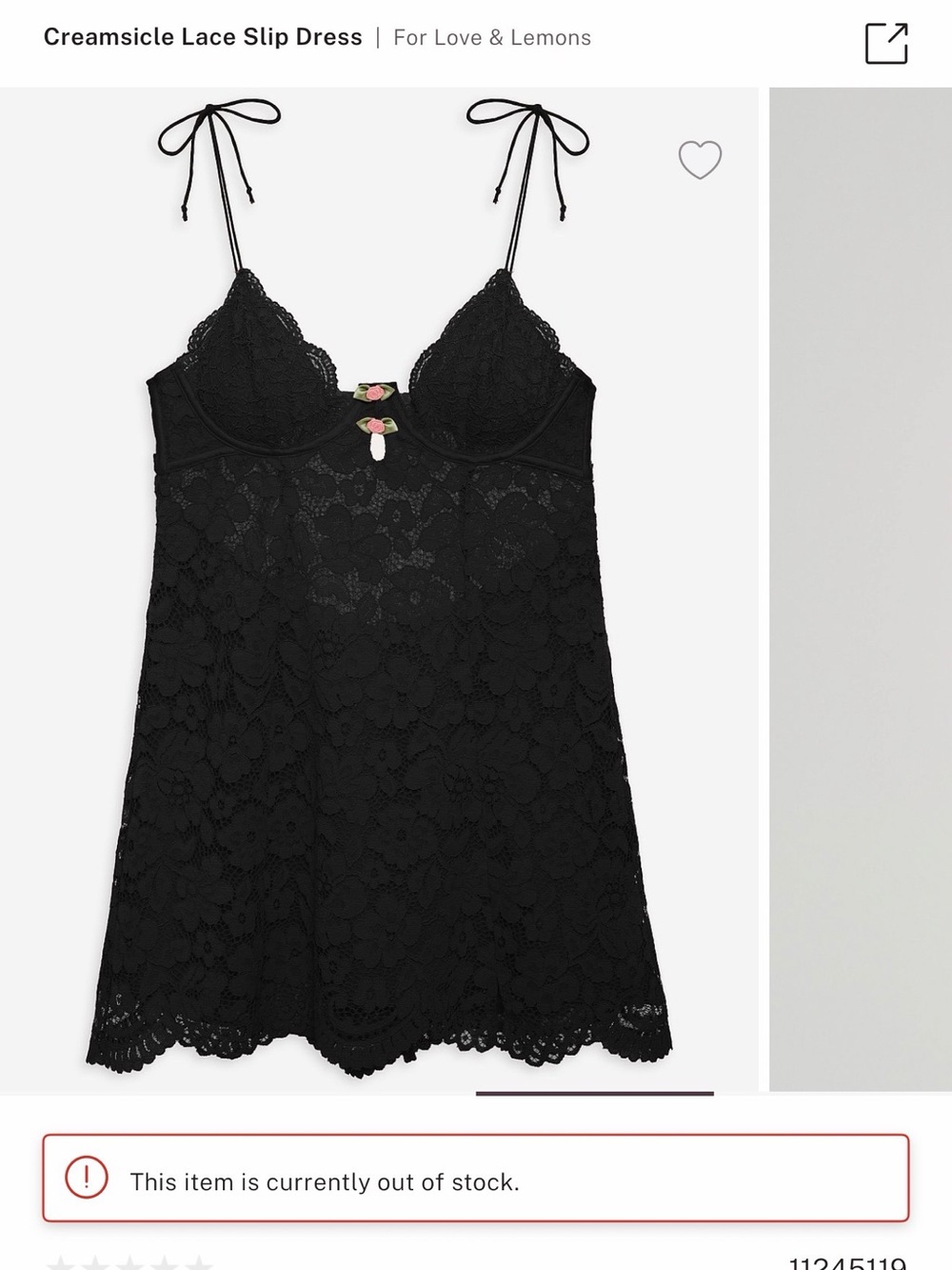 For Love And Lemons Black Floral Lace Slip Dress with Tie Straps